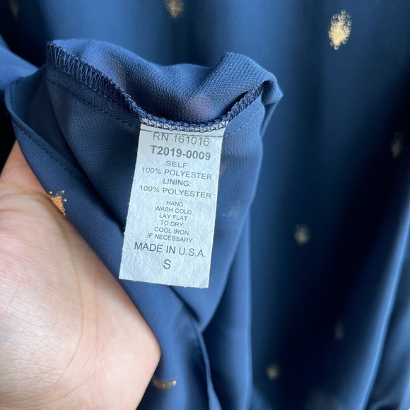 Navy and gold long sleeve blouse - Picture 8 of 8